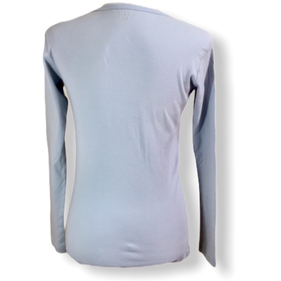 Women's blue organic cotton long sleeve t-shirt - Picture 3 of 4
